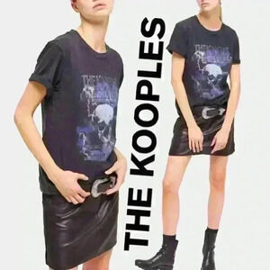 NWT The Kooples Faded Black Logo Skull Graphic Tee